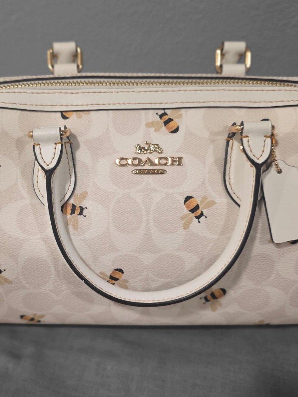 Coach Rowan Satchel with Bee Print Like New